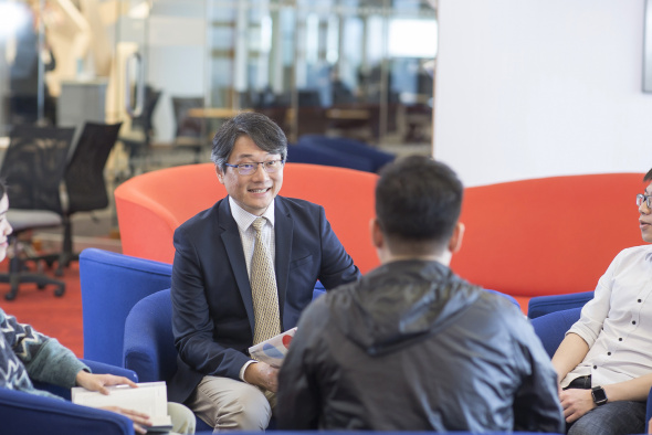 Prof. Albert Chung always enjoys a friendly chat with his students.