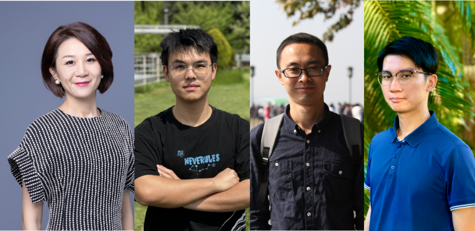 Prof. Lu Mengqian (first left) and her team members Zhang Lujia (second left, PhD student), Zhao Yang (second right, former postdoctoral fellow), and Cheng Tat-Fan (first right, postdoctoral fellow) who co-authored the research paper on “Future Changes in Global Atmospheric Rivers Projected by CMIP6 Models”