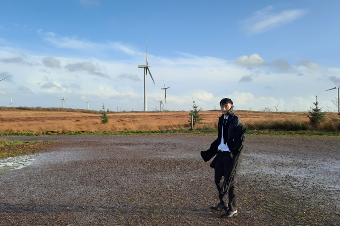 Binnie learned about how wind turbines worked during a site visit at the Whitelee Wind Farm in Glasgow, the largest onshore wind farm in the UK and second-largest in Europe.